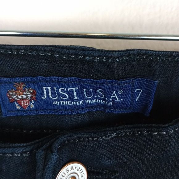 JUST U.S.A. Skinny Jeans Women's Size 7 Black Rinse Wash Denim Low Rise 5-Pocket - Picture 4 of 10